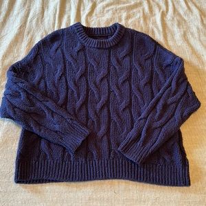 Aerie Navy Blue Cable Knit Sweater